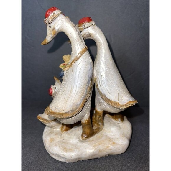 Holiday Duck Family Christmas Figurine Santa Hat Resin Rustic Tii Collections - Picture 4 of 7
